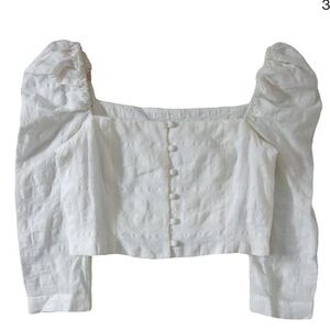 Mara Hoffman - square neck linen shirt (puff sleeve) sz 2